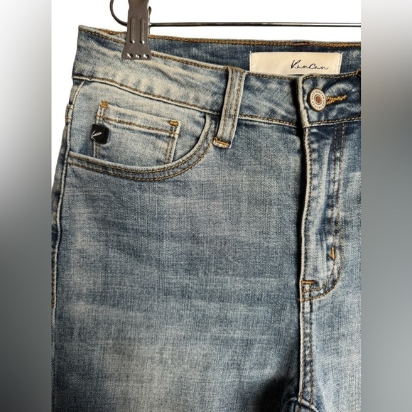 KanCan High Rise Distressed Destroyed Patch Frayed Hem Ankle Skinny Jeans - Picture 3 of 5